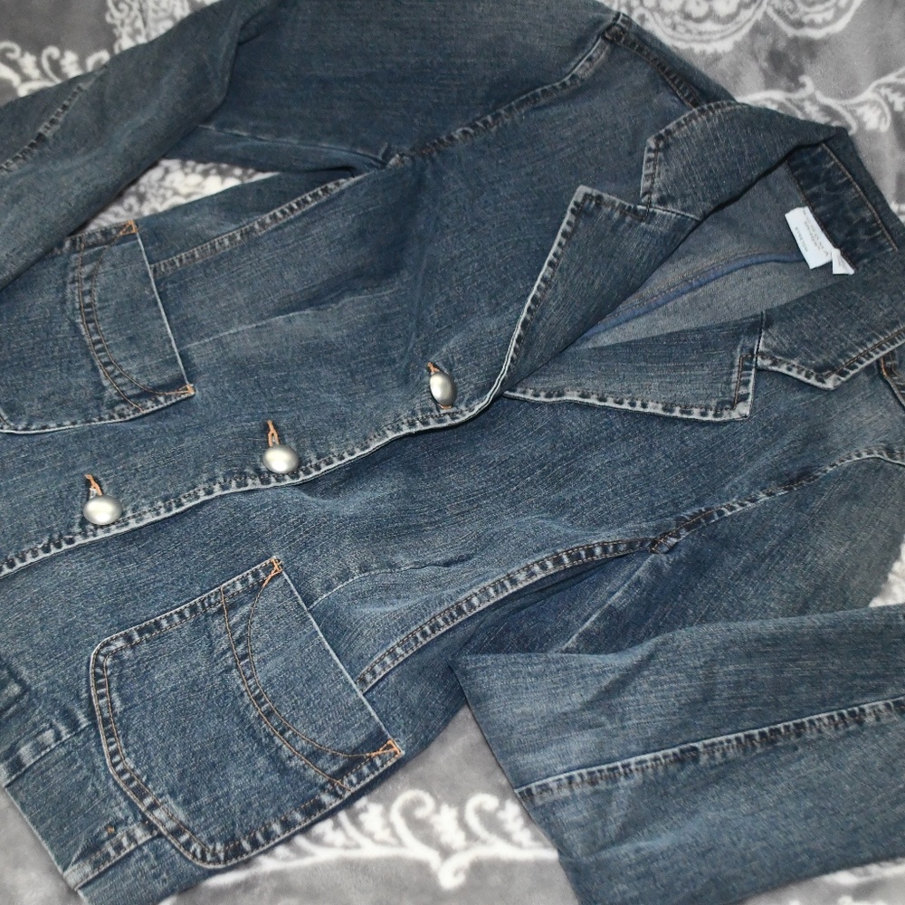 Sonoma Life+Style Womens Denim Blazer Jacket